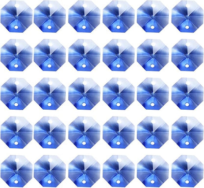PATIKIL K9 Crystal Octagon Beads 2 Holes Pendants, 60 Pack 14mm Chandelier Prisms Parts Ornaments Hanging Beads for DIY Arts Crafts Decoration, Light Blue