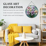 7.87" Iris Flower Stained Glass Window Hanging -Sun Catcher for Door Terrace Garden Home Decor, Green Plants Suncatcher Birthday Gifts for Mother's Day Teacher Dad Mom Nana