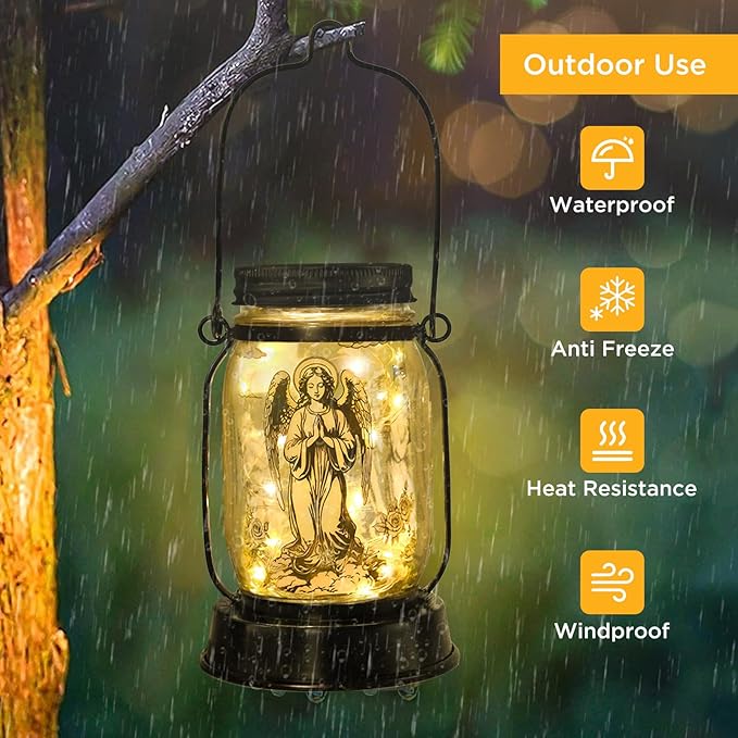 Guardian Angel Gifts for Women/Men Angel Praying Solar Lantern Mom Birthday, Mothers Day, Christmas Gifts,Sympathy Solar Lantern Garden Decoration Outside for Yard, Patio,Backyard,Porch, Torches