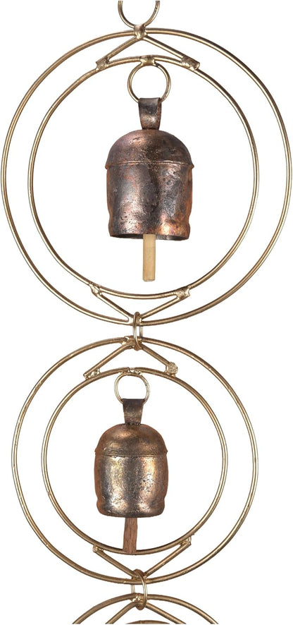 27" Metal Wind Chimes for Outside with 5 Tuned Bells – Rustic Gold Outdoor Garden Decor – Windchimes for Outdoors Yard Decorations Deep Tone Chimes – Garden Decor for Outside with Decorative Bells