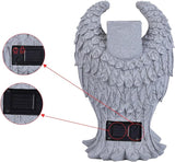 Grave Decorations for Cemetery， Heaven Angel Wing Cross, Graveyard Decorations, Vase with Solar LED Lamp, Resin Decorated Bereavement Statue, Gift in Memory of Relatives (White)
