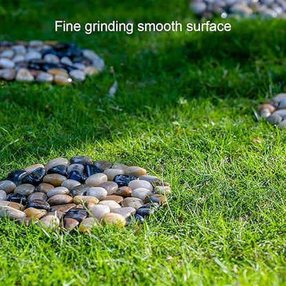 Qualdout River Rocks Stepping Stones Pavers Outdoor for Garden Walkway, Decorative Pebbles Polished Gravel for Backyard Lawn Patio Pathway Landscaping, Set of 6 (Roundness)