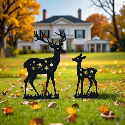 WACLSTDAY Deer Garden Decor for Outside, Metal Decorative Garden Stakes, Deer Gifts for Women Men Black Silhouette Statues Decorations for Yard Art, Patio, Backyard, Outdoor, Lawn Ornaments