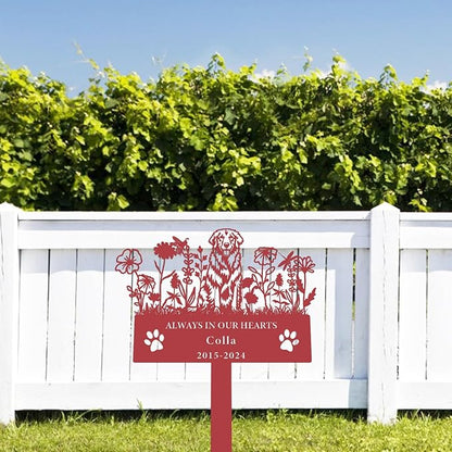 Personalized Flora Dog Memorial Garden Stake - Custom Cemetery Sign with Stake, Grave Plaque, Pet Headstone, Engraved Marker for Dogs