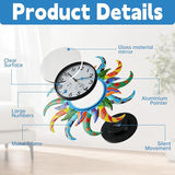 Large Blue Sun Outdoor Clock with Thermometer and Hygrometer Combo, Silent No-Ticking Outdoor Wall Clock, Waterproof Quartz Clock for Patio, Living Room, Kitchen, Garden, 25 Inch