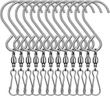 Swivel Clip Hanging Hooks Stainless Steel for Hanging Wind Spinners Wind Chimes Crystal Twisters Party Supply-12 Pack (Swivel Hooks)
