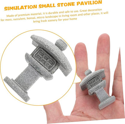 Milisten 3Pcs Pavilion Shaped Garden Decor Outdoor Micro Landscaping Ornament Weather Resistant Statues for Garden Balcony Unique Home Office Decoration