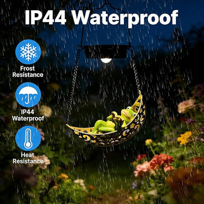 Solar Frog Light Outdoor Statues, Waterproof Hanging Animal Figurine with Hook for Yard Garden Wall Balcony Tree Decoration, Garden Statues Lawn Ornaments for Outside Art Outdoor(1 Pack Frog)