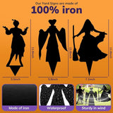 Witch Halloween Decorations Outdoor Hocus Pocus Garden Metal Stakes Decor, Halloween Silhouette Party Yard Signs with Stakes,Trick or Treat Party Supplies for Kids Home Party