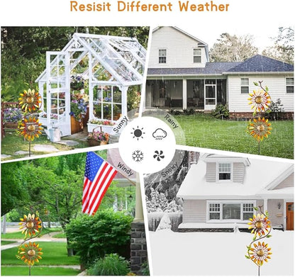 VEWOGARDEN Metal Sunflower Wind Spinners Outdoor Kinetic Wind Spinner with Stakes Yard Art for Garden Lawn Patio Decoration, Yellow