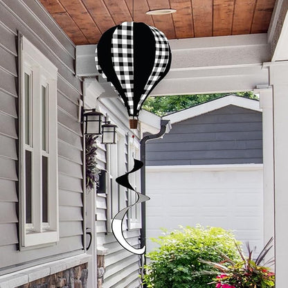 Black and White Check Deluxe Hot Air Everyday Balloon Windsock Wind Twister Wind Twister 54" x 12" Briarwood Lane