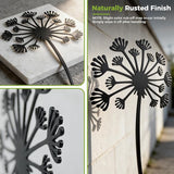 KODIBO 5-Pack Black Dandelion Metal Garden Stakes Outdoor Decor, Matte Powder-Coated Yard Stakes Set, Metal Yard Art, Modern Minimalist Garden Accents for Lawn, Borders, Planters, Porch & Patio