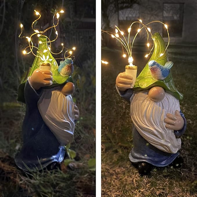 LEGIFO Garden Gnomes with Firework Solar Light Garden Decor for Outside, Outdoor Statues,Knomes Decor Outdoor for Yard Patio Lawn,Gnomes Gifts Decorations, Naughty Funny Gnomes (Firework Gnome)