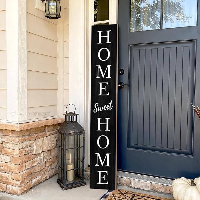 Home Sweet Home Porch Sign 47.2H Wooden Welcome Sign Vertical Hanging Signs For Standing Front Porch Standing Farmhouse Porch Signs Outdoor Tall Sign Decorations Outdoor Welcome Signs for Porch- balck