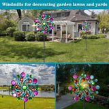 Solar Wind Spinners Outdoor - Wind Sculptures & Spinners, 60.6 Inch Windmill Kinetic Yard Art Decor with Stake, Wind Spinner for Yard and Garden Lawn Farmhouse (Circle)