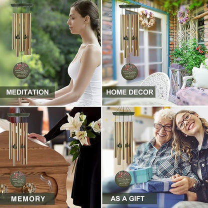 Personalized Cardinal Wind Chimes, 36inch Memorial Wind Chimes, in Loving Memory of Dad/Mom, Custom Sympathy Mourn Gifts, Condolences Wind Chime Outdoor (Produced in USA)