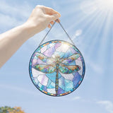 FLAGWIX Dragonfly Gifts for Women Men - Stained Glass Window Hanging 8 in - Dragonfly Garden Decor for Yard Decorations Outdoor, Dragon Fly Sun Catchers Indoor Window for Home Garden Decor