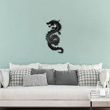 CREATCABIN Dragon Metal Wall Decor Black Iron Wall Art Japanese Chinese Dragon Sculpture Hanging Artwork Decor Gothic Signs Decoration for Indoor Outside Living Room Home Office 11.8x6.3Inch