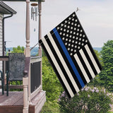 AVOIN colorlife Thin Blue Line House Flag 28x40 Inch Double Sided, American Stars and Stripes Police Officers Solidarity Yard Outdoor Decoration