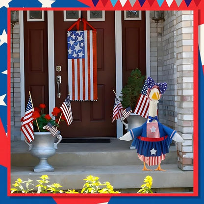 Patriotic Porch Goose Outfits for 23 Inch Lawn Statue, 4th of July Costume for Plastic/Cement Statue, Summer Sculpture Clothes for Garden Patio USA 250th Anniversary Decoration