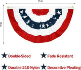 6PCS USA Patriotic Pleated Fan Flags - 3 x1.5 Ft American US Flag Buntings Banner Patriotic Bunting Flag Stars and Stripes Flag Bunting for Memorial Day The 4th of July and Labour Day (18INx35IN)