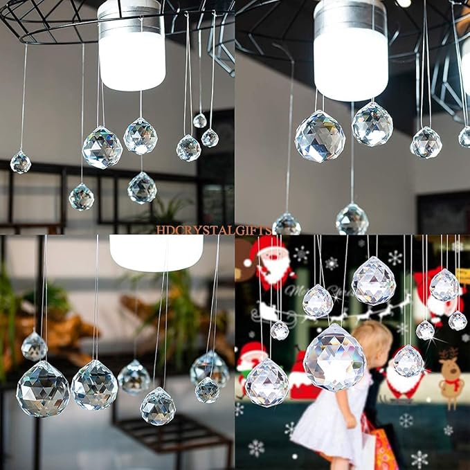 HDCRYSTALGIFTS Crystalsuncatcher 24pcs Clear Crystal Ball Prism Suncatcher Rainbow Pendants Maker, Hanging Crystals Prisms for Windows,20mm