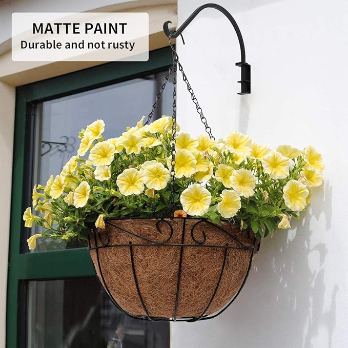 Foozet Swivel Plant Hanger for Hanging Plant, Plant Hanging Holder,Heavy Duty Black Iron Plant Hanger Brackets for Hanging Planters and Flowers Baskets Planter Outdoor (2 Pcs-12 Inches)
