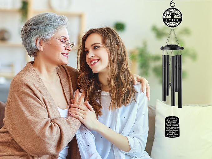 Personalized 37" Wind Chime Wedding Gift for Parents from Bride & Groom, Personalized Parents Wedding Thank You Gift, Custom Mother of Bride Present