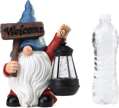 Garden Gnome Outdoor Decoration Solar Gnomes Statue with Lantern LED Lights,Terrace Courtyard Lawn Patio Porch Spring Decoration Easter Christmas Housewarming Gifts for Mom Women, Gnome Blue