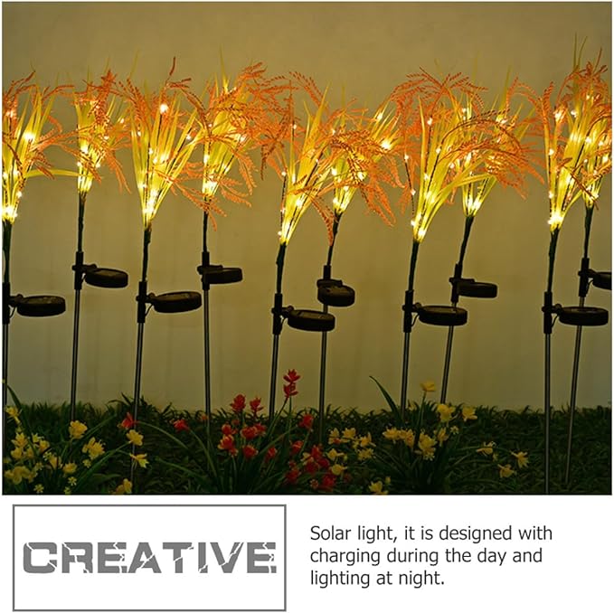 Beaupretty 4pcs Solar-Powered LED Chic Grain-Inspired Light Garden Pathway In-ground Lawn Decor Outdoor Yard Lighting for Patio and Park