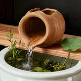 M METERXITY Ceramic Garden Fountain Spitter, Clay Pot Ecological Tank for Pond/Backyard Water Feature/Cave Waterfall/Landscaping, DIY Water Flow Jar Hydroponic Vase [5.5in, Classic Yellow]