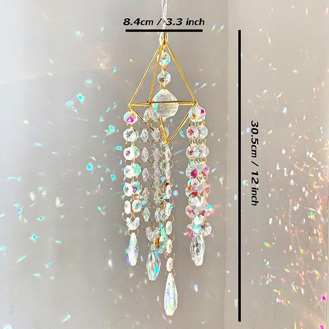 Sun Catchers with Crystals Hanging Crystals Prisms Suncatcher Crystal Suncatchers Hanging Wind Pendant for Window Garden Home (Type-A)