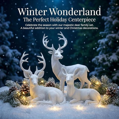 XTAPAN Resin Doe Statue Figurines Female Deer Animal Sculpture Gift Home Decor,Office or Outdoor Garden Statue Woodland Decoration White