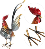 Decorative Iron Rooster Sculpture, Carved Metal Rooster Statue for Garden, Deck, Home, & Friendly, Hollow Design & Detachable Tail, Versatile Indoor Outdoor Decoration,