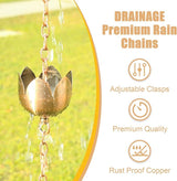 taman Rain Chain Set, 5.28ft Lotus Cup Rain Chain for Gutters,Copper Rain Chain Cups to Replace Gutter Downspout, Divert Water, 8 Cups, Rose Gold