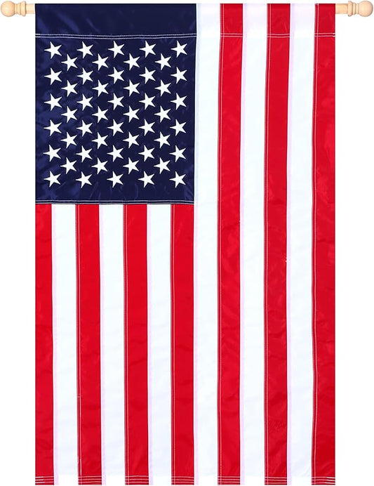 28 x 44 Inch Embroidered American House Flag, Heavy Duty Outdoor Premium 210D Nylon, Embroidered Stars,Sewn Stripes,July 4th Independence Day House Flags