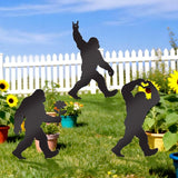3 Pcs Metal Bigfoot Yard Decor, Unique Bigfoot Decor and Animal Gifts, Black Metal Yard Decor, Outdoor Animal Sasquatch Decor for Patio Garden and Lawn (Unique)