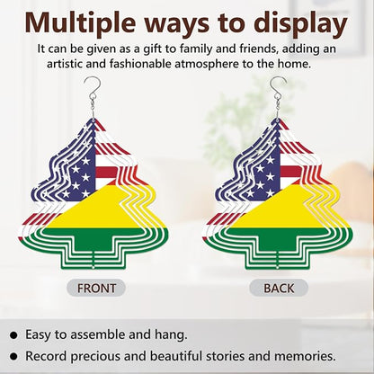 Bolivia Bolivian America Flag Wind Spinners Outdoor Tree Kinetic Sculptures Chimes 10 inch Decorative Tinplate Metal Art Christmas Decorations Garden Patio Yard Indoor Decor