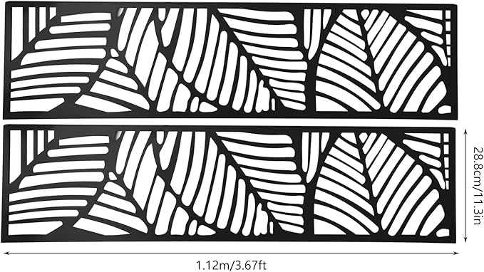 Metal Privacy Screen, 72" H x 44" W Freestanding Privacy Screens, Patio Decorative Metal Fence Panels with Stand, Portable Divider Screens, for Backyard/Patio/Deck (Black-Leaf, 72''H×44''W)
