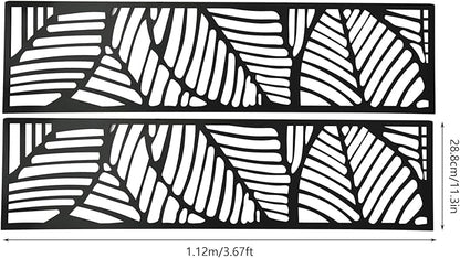 Metal Privacy Screen, 72" H x 44" W Freestanding Privacy Screens, Patio Decorative Metal Fence Panels with Stand, Portable Divider Screens, for Backyard/Patio/Deck (Black-Leaf, 72''H×44''W)