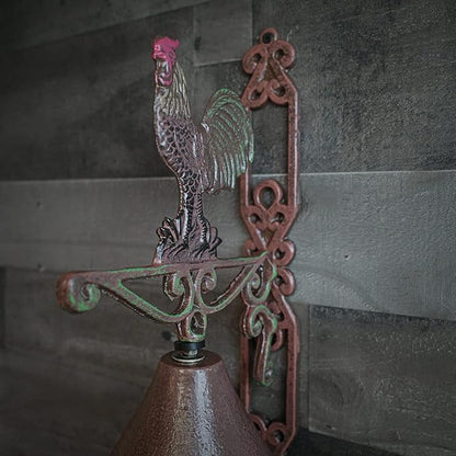 Treasure Gurus Metal Wall Mount Rooster Welcome Bell Rustic Farm/Yard/Garden/Patio Door Decor