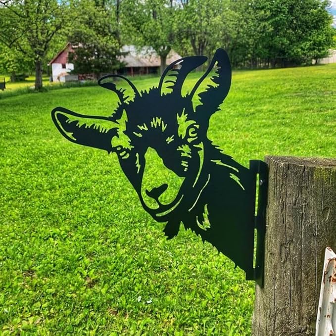 Farm Peeping Sheep Metal Art Outdoor Decor Garden Fence Decoration, Farmhouse Backyard Hang Artwork Wall Decor, Outdoor Yard Patio Lawn Statue Gift for Loved Dad Grandpa (Sheep)