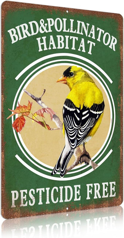Vintage Garden Signs pesticide free bird & pollinator habital Retro Yard Metel Tin Signs outdoor Aluminium Wall Decor