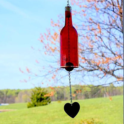 Blue Ridge Mountain Gifts Wine Bottle Wind Chime - Wind Chimes for Outside & Inside Decor, Handcrafted Wine Glass Bottle Wind Chimes, Suncatcher Whimsical Home Decor Gifts for Women (Red)