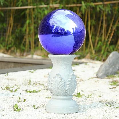 VCUTEKA Gazing Ball, Glass Mirror Polished Hollow Ball Reflective Garden Sphere, Gazing Globe for Home Garden Lawn Outdoor Ornament Yard Decorative, 10-Inch, IIndigo Blue
