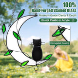 Stained Glass Window Hanging Suncatcher, IDEA SHOW Cat Loss Sympathy Gift, Real Glass Window Hanging Ornament, Handcrafted Home Decor Memorial Gift for Lover Cat Loss