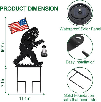 Solar Garden Stake Decorative Lantern for Outdoor, 2 Pack Metal Bigfoot Silhouette Lights for Lawn, Pathway, Patio, Yard Outdoor Decor Gifts for Women Mom and Grandma