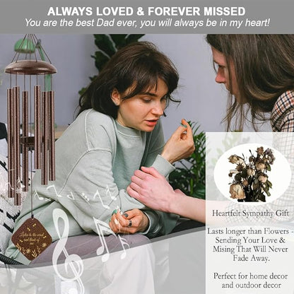 Memorial Sympathy Wind Chimes for Outside Clearance, Dragonfly Wind Chimes for Loss of Loved One Mother Father for Bereavement/Condolence/Funerary Gift Idea,32'' Bronze
