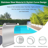 LONGRUN Waterfall Spillway Stainless Steel S-Shaped Pool Fountain, RF & APP Controled Colorful LED Light Pond Waterfalls for Indoor Outdoor Garden Rockery Koi Pond Swimming Pools-20 Height