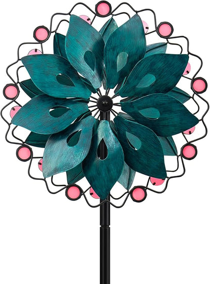 Wind Spinners Outdoor - Metal Garden Wind Spinner with Stake, Windmill for Yard, Gift for Family, 13'' W x 70.5'' H